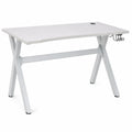 Schreibtisch Computertisch rechteckig mit X Gestell Kabeldurchlass und seitlichem Halter 120 x 60 x 75 cm MDF Stahl Weiß Schwarz