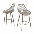 Barhocker 2er Set mit Gitterrücken Polypropylen Stahl Taupe 52 x 54 x 105 cm