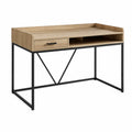 Schreibtisch rechteckig mit Schublade und offenem Ablagefach 120 x 60 x 88 cm Spanplatte Stahl Eiche Schwarz