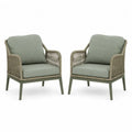 Garten-Loungesessel 2er Set mit Kissen 75 x 78 x 78 cm Aluminium PE-Seilgeflecht Polyester Salbeigrün Olivgrün Taupe
