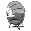 Garten-Loungesessel mit Mesh-Dach 104 x 92 x 165 cm pulverbeschichteter Stahl Polyester Grau Schwarz