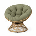 Papasan Gartensessel rund 105 x 100 x 90 cm PE-Rattan Stahlgestell mit Auflage Salbeigrün Naturbraun
