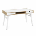 Schreibtisch rechteckig mit 2 Schubladen und offenem Ablagefach 120 x 55 x 76 cm Spanplatte MDF Stahl Weiß Eiche hell Schwarz