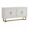 Sideboard Anrichte rechteckig mit 4 Türen MDF Stahl Weiß Goldfarben 160 x 40 x 80 cm