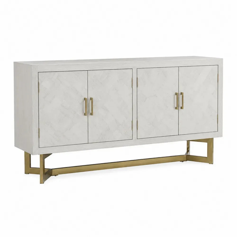 Sideboard Anrichte rechteckig mit 4 Türen MDF Stahl Weiß Goldfarben 160 x 40 x 80 cm
