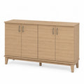 Sideboard rechteckig mit 4 Türen aus melaminbeschichteter Spanplatte Eiche hell 140 x 40 x 80 cm