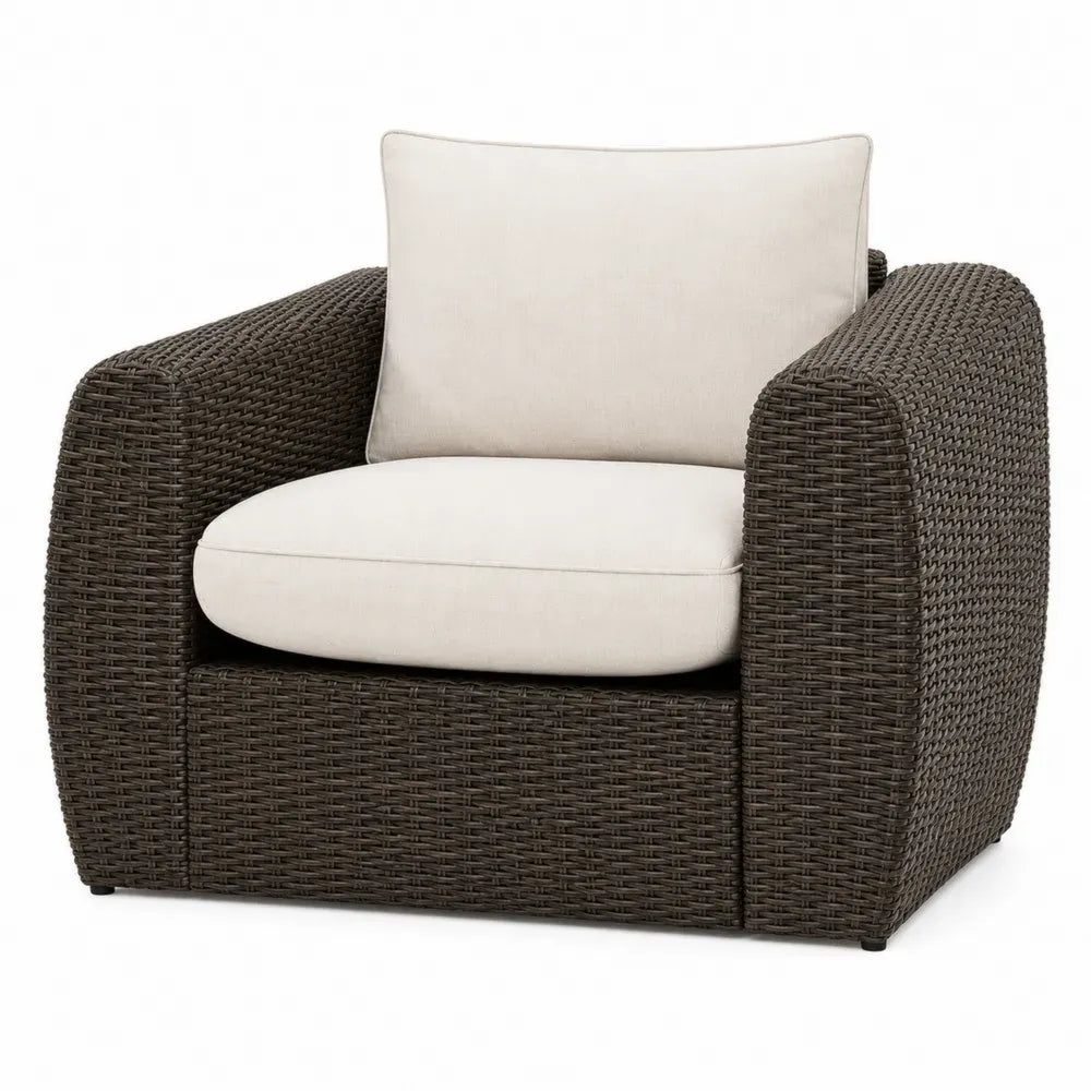 Garten-Loungesessel mit Kissen 94 x 86 x 82 cm HDPE-Polyrattan Stahl Polyester Braun Beige