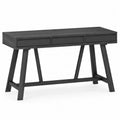 Schreibtisch rechteckig mit 3 Schubladen MDF Spanplatte Kautschukholz Schwarz 150 x 60 x 76 cm