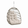 Hängesessel ohne Gestell mit Kissen und Kette oval 92 x 72 x 128 cm HDPE-Polyrattan Stahl Polyester Beige Taupe