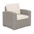 Garten Loungesessel mit Polster 94 x 86 x 82 cm HDPE Polyrattan Stahl Polyester Grau Creme Schwarz