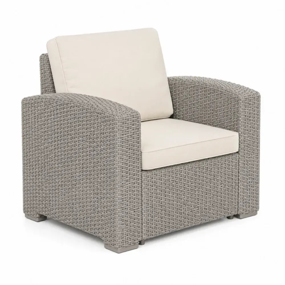 Garten Loungesessel mit Polster 94 x 86 x 82 cm HDPE Polyrattan Stahl Polyester Grau Creme Schwarz