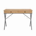 Schreibtisch rechteckig mit 2 Schubladen Spanplatte Stahl Eiche hell Grau Schwarz 120 x 50 x 76 cm