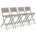 Barhocker 4er Set klappbar mit Rückenlehne PE-Rattan Stahl Graubeige Taupe 45 x 48 x 102 cm