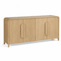 Sideboard rechteckig mit 4 Türen MDF Spanplatte Eichenfurnier Naturholzton 180 x 40 x 75 cm