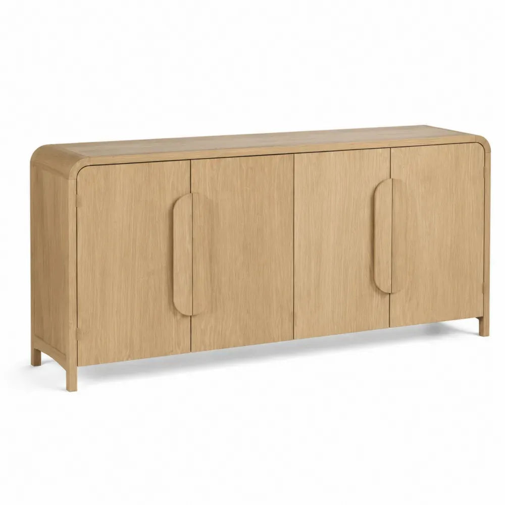 Sideboard rechteckig mit 4 Türen MDF Spanplatte Eichenfurnier Naturholzton 180 x 40 x 75 cm