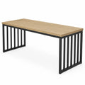 Schreibtisch Bürotisch rechteckig mit Spanplatte und Stahlrahmen Eiche Natur Schwarz 120 x 60 x 75 cm