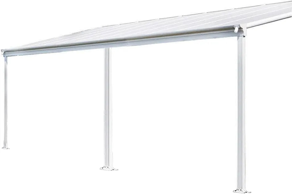 Carport, Home Deluxe, Weiß, Montagematererial I Pavillion Pergola, H: 557 x 303 x 226/278 cm, Terrassenüberdachung Solis, inklusive. Hohlkammerplatten