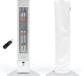 Weiß + AirCape weiß Modell IP65 VASNER HeatTower, Infrarot Standheizstrahler 2500 Watt mit Abdeckhaube, 4 Heizstufen, Heizstrahler Terrasse