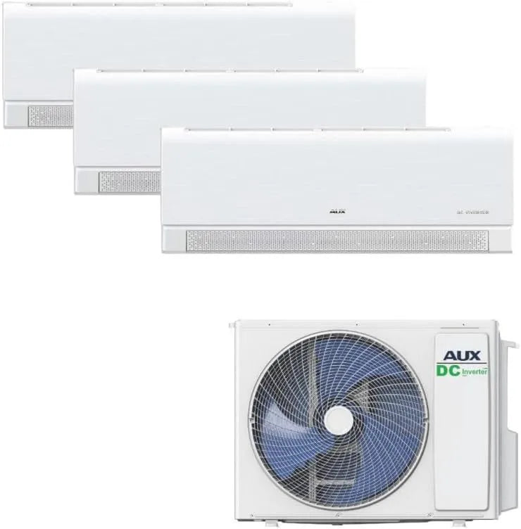 Klimaanlage AUX A++, Set Multi Split 36000 BTU, Leistung 10,5 kW, Außengerät + 3× Wandgerät mit WLAN, R32 Kältemittel, leise für 3 Räume, Modell R32