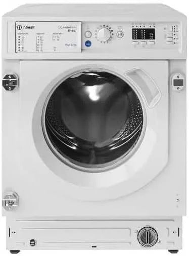 Indesit Modell BIWDIL861485EU L60cm 1400, 8/6 kg, trs, Blanc, Lave-linge séchant tout intégrable, Induction, min