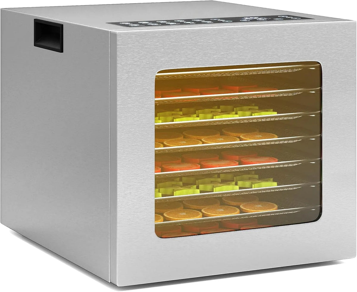 850W Dörrgerät mit 8 Einlegefächern & RELAX4LIFE 48H-Timer Dörrautomat, Dehydrator mit 35-75℃ einstellbare Temperatur & Überhitzungsschutz, Obst
