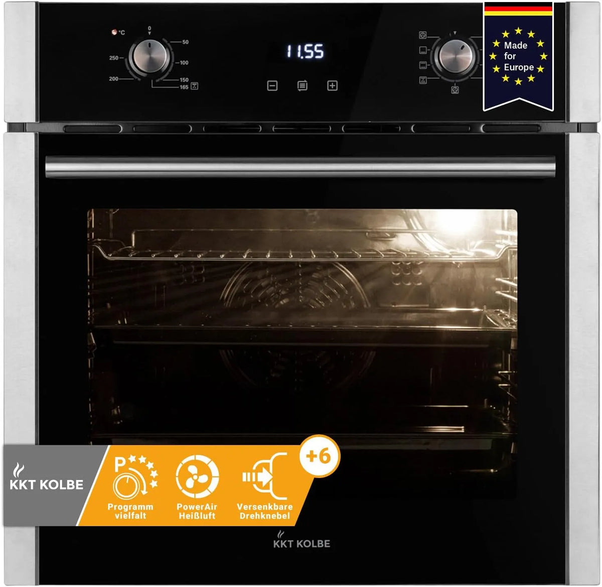 Backofen EB8005ED KKT KOLBE, 60 cm Autark, Fassungsvermögen 70L, Leistung 2,8kW, Wärmeschutzverglasung, Pizzafunktion, Grill, Umluft, Heißluft