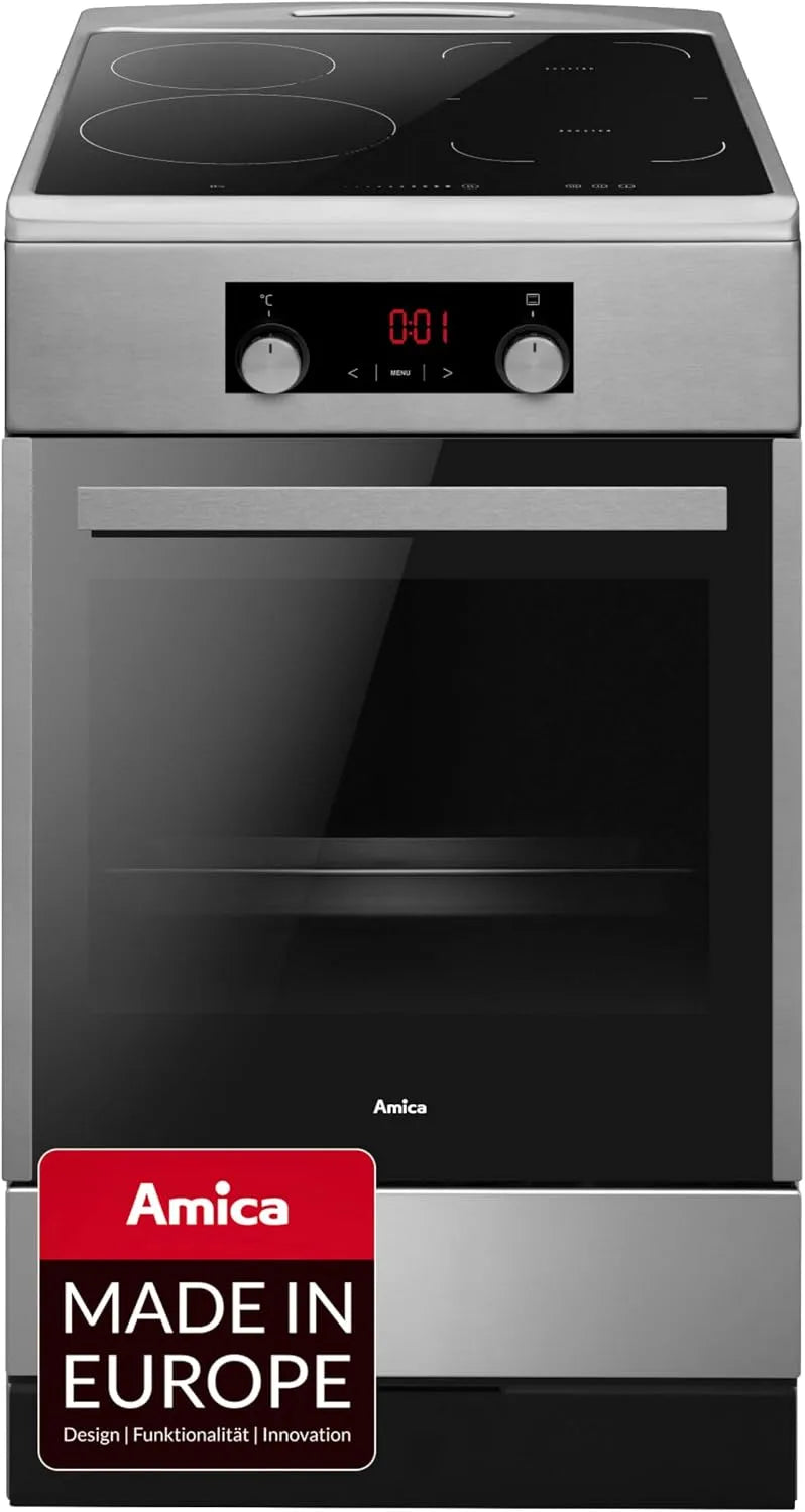 Amica Induktionskochfeld, standherd induktion Edelstahl, Standherd 65 l Elektro 11 Backofenfunktionen SteamClean SensorTouch SoftClose