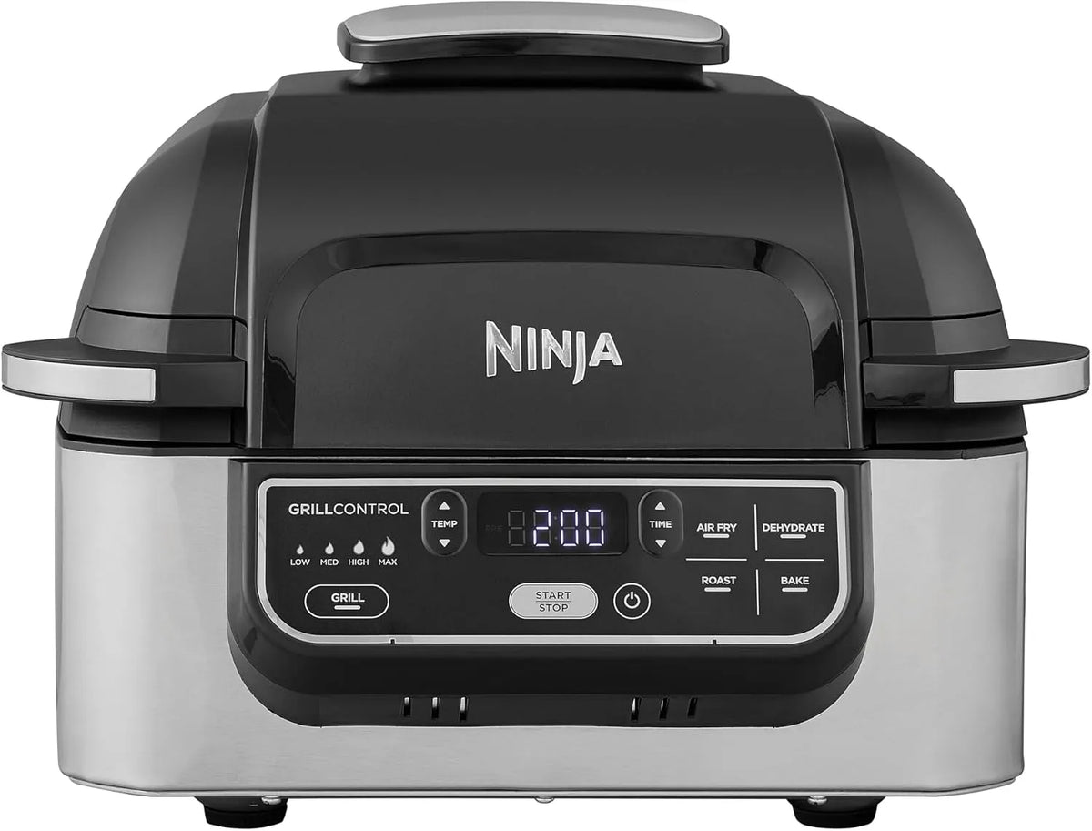 Ninja Heißluftfritteuse AG301EU, Fassungsvermögen 5,7L, Foodi Grill & Airfryer, 5-in-1, in Schwarz, Air Fryer, spülmaschinenfeste Teile, Silber