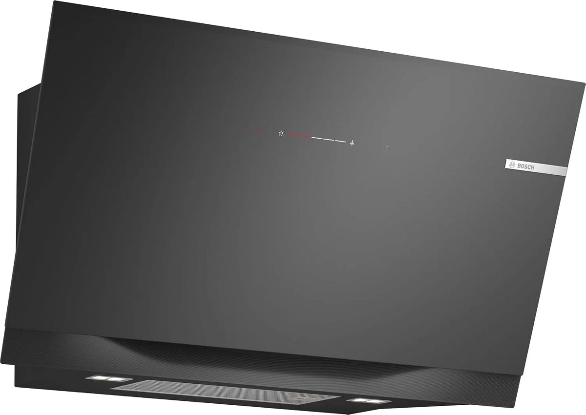 Bosch Dunstabzugshaube DWJ91LT60, Breite 90 cm, Made in Germany, Einstellbare Farbtemperatur, Klarglas in Schwarz bedruckt, Serie 8, Smarte