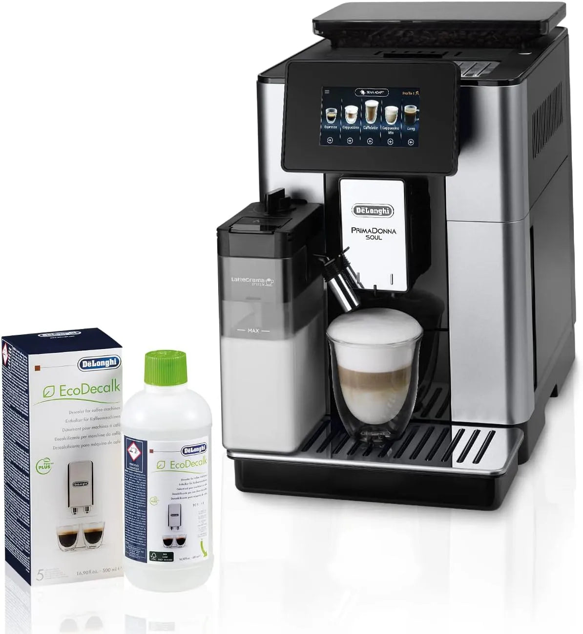 De'Longhi Kaffeevollautomat ECAM 612.55 612.55.SB DLSC 500, PrimaDonna Soul.SB mit LatteCrema Milchsystem & Bean Adapt Technologie