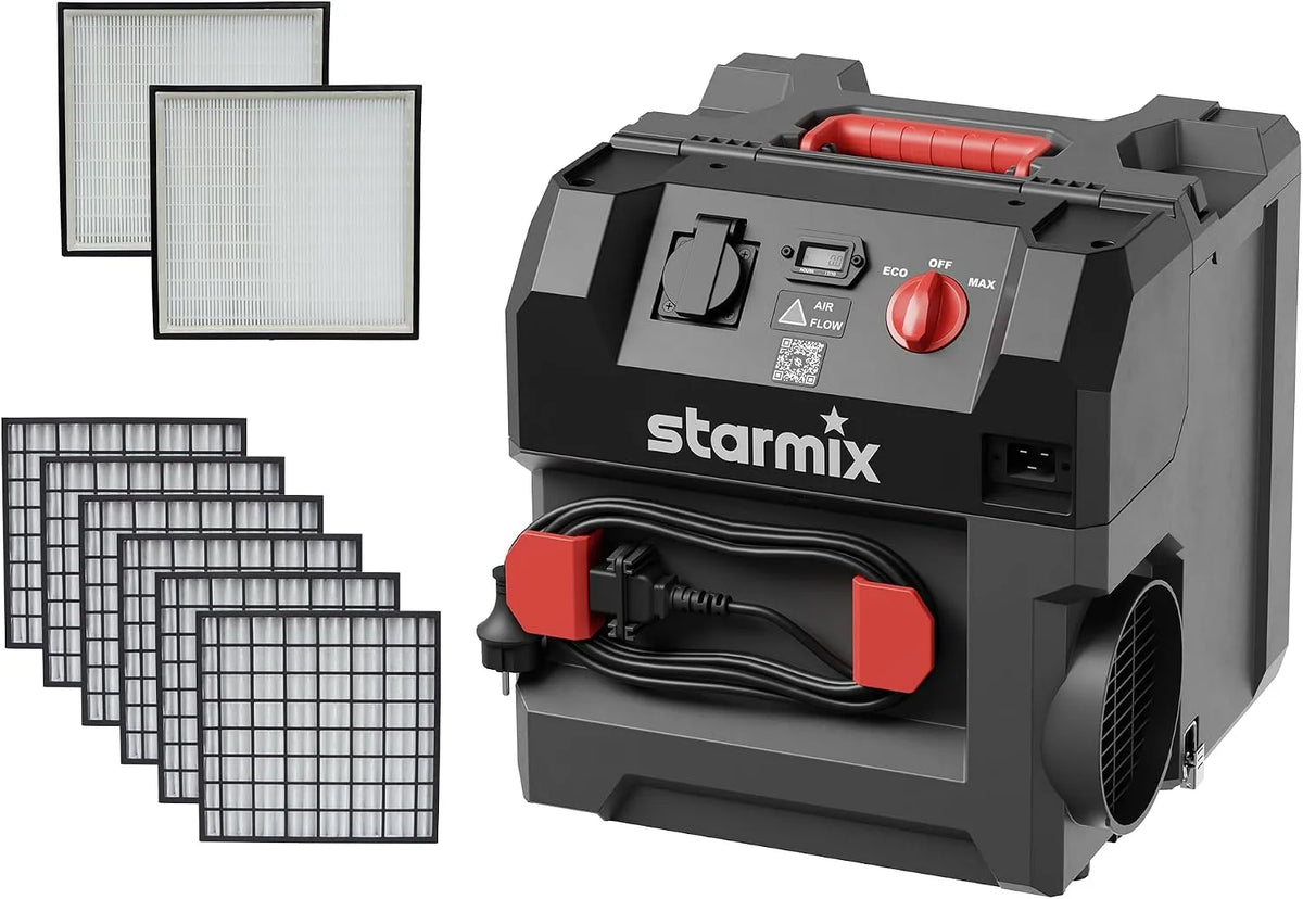 Luftreiniger H13, starmix Aeroxx 750, HEPA Filter, für die Baustelle & gesundheitsschädlichen Feinstaub, inklusive. Hauptfilter & Vorfilter-Set