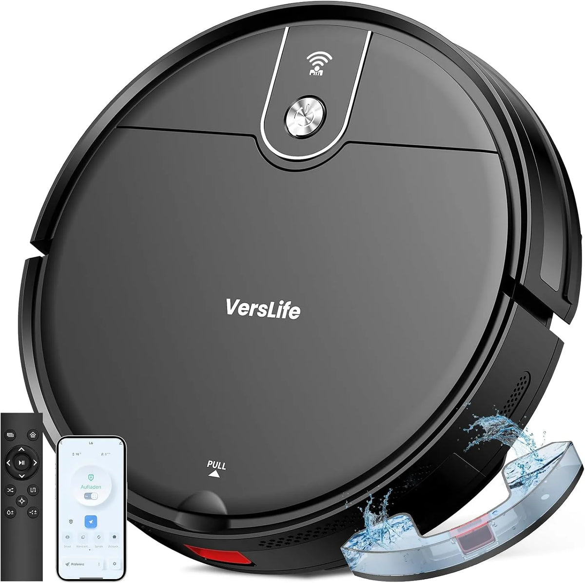 Saugroboter, 4000Pa Staubsauger Roboter mit App Steuerung, VersLife L6 mit Wischfunktion, 120 Mins MAX, Alexa, Ultraflaches Design