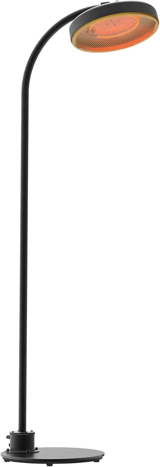 Grill IP65, Standheizstrahler 2000W elektrisch, Ø 44 cm Heizgrill, 223 cm Höhe, wetterfest, stabiler Standfuß, in Schwarz-Gold Design