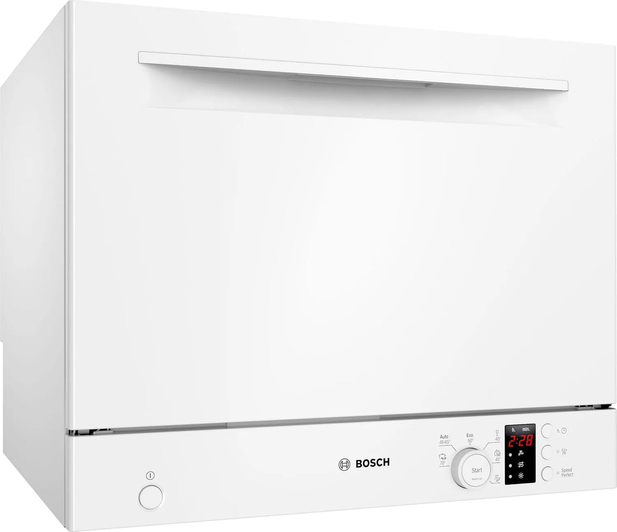 Bosch Geschirrspüler SKS2ITW00E, Serie 2, Freistehender Kompakt 55 cm, Mini Spülmaschine, ckkorb, schneller sauberes Geschirr, Extra Trocknen, Weiß