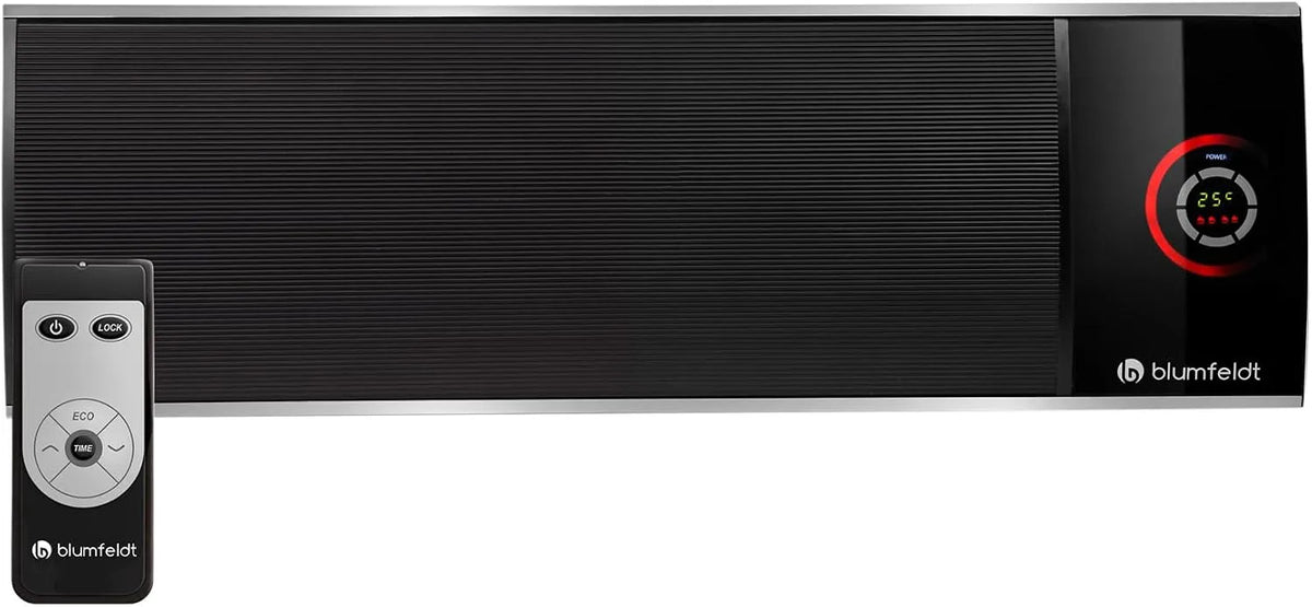 Modell Beam Ultra IPX4 blumfeldt Cosmic, 2200 Watt Leistung, Heizstrahler, Terassenheizer, Fernbedienung, in Schwarz, Eco-Modus, Infrarotheizung