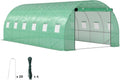 Outsunny Gewächshaus, 300x600x200cm Foliengewächshaus Tomatenhaus mit Tür, 12 Fenster, 170g, Folientunnel aus verzinktem Stahl, m² PE, Grün