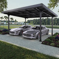 Carport Doppelcarport, für 2 Autos inklusive. 15 Solarmodule mit Dachverkleidung & Regenrinne, in Schwarz