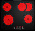 Kochfeld, FIREGAS Einbau Glaskeramikkochfeld 4 Platten, Glaskeramikkochfeld 59 cm, Leistung 7200W, 9 Stufen, Herdplatte 4 Kochfelder, Slider Touch