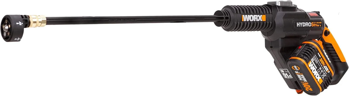 Worx Hochdruckreiniger WG630E 5-IN-1-DÜSE, Spannung 18V, Spannung 20V MAX, 6 Mal Mehr Druck, 1 x 4,0 Ah Akku, 1x6m Wasserschlauch, Bürstenlos Motor