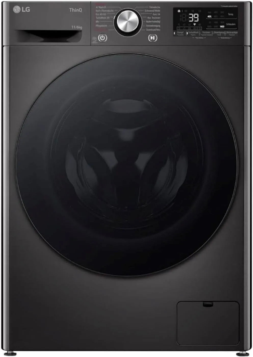 LG Waschtrockner W4WR70E6YB, Maße 60x62x85 cm, Energieklasse A, AI Direct Drive, Außentür aus gehärtetem Glas, Frontbeladung 11-6 kg, Wi-Fi