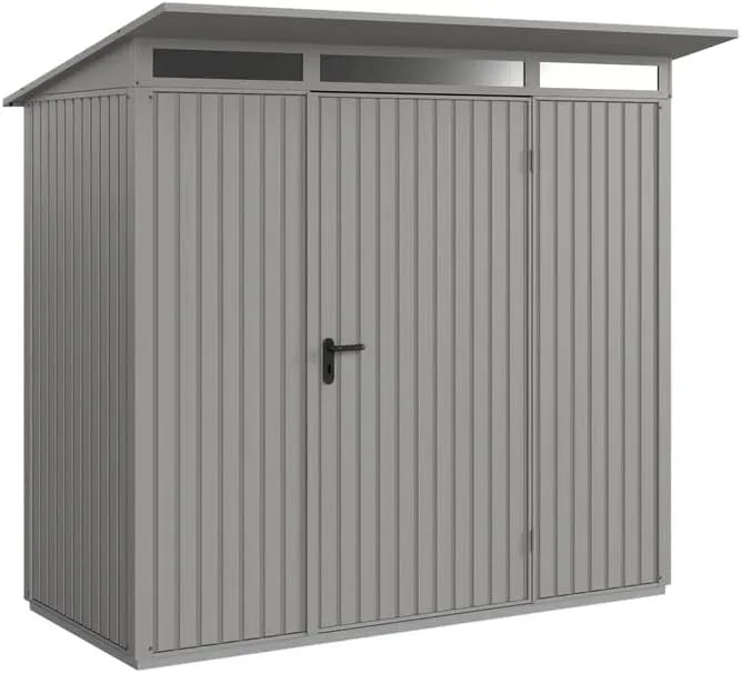 Gerätehaus RAL 7016, 1-flügelig, 3 Größen, 5 Farben, 3,79 m², Trend Pultdach, Geräteschuppen, Gartenhaus, Aluminium-Bodenrahmen