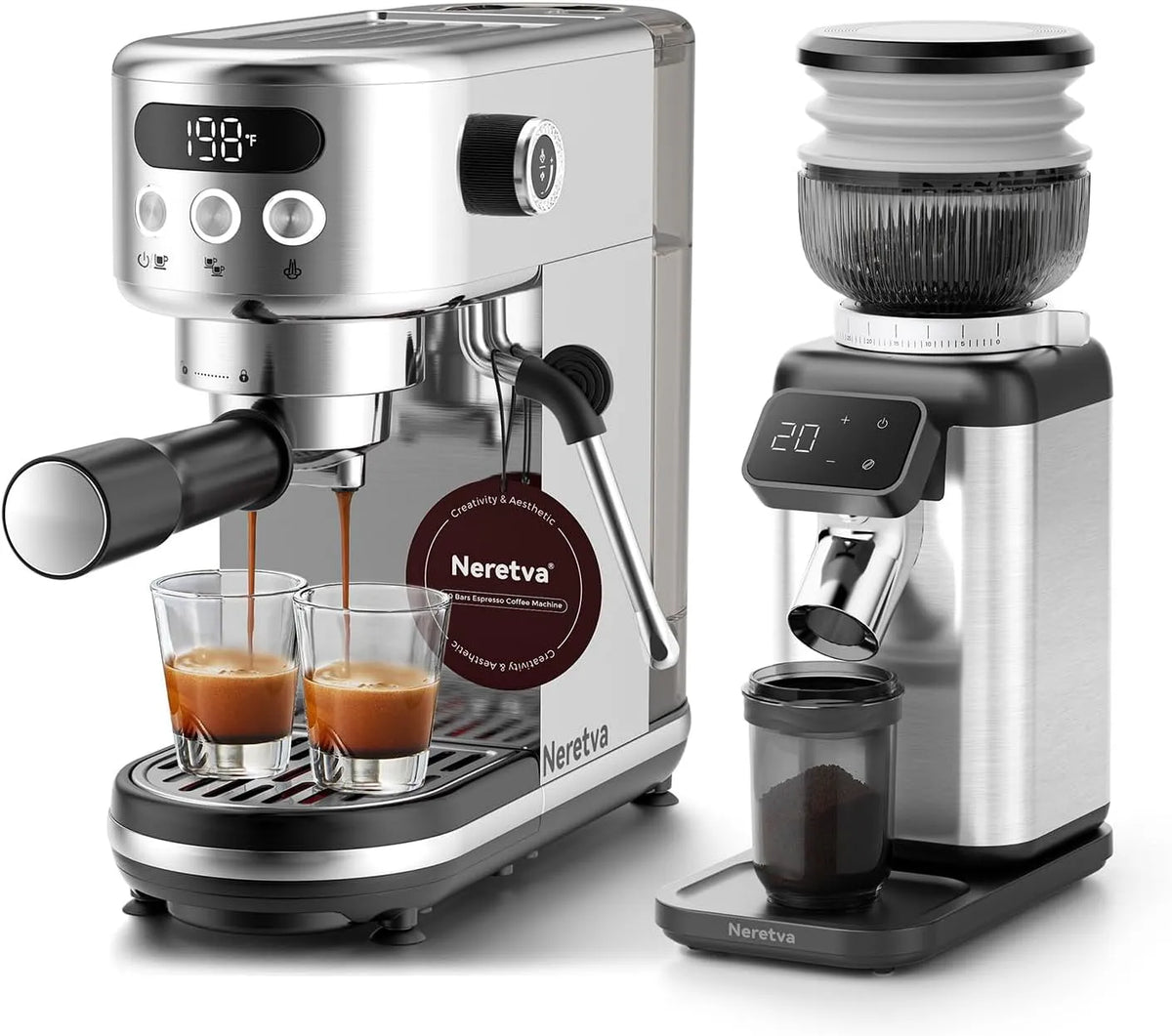 Espresso-Siebträgermaschine Neretva, 20 Bar Klein Edelstahl Professionelle Espressomaschine
