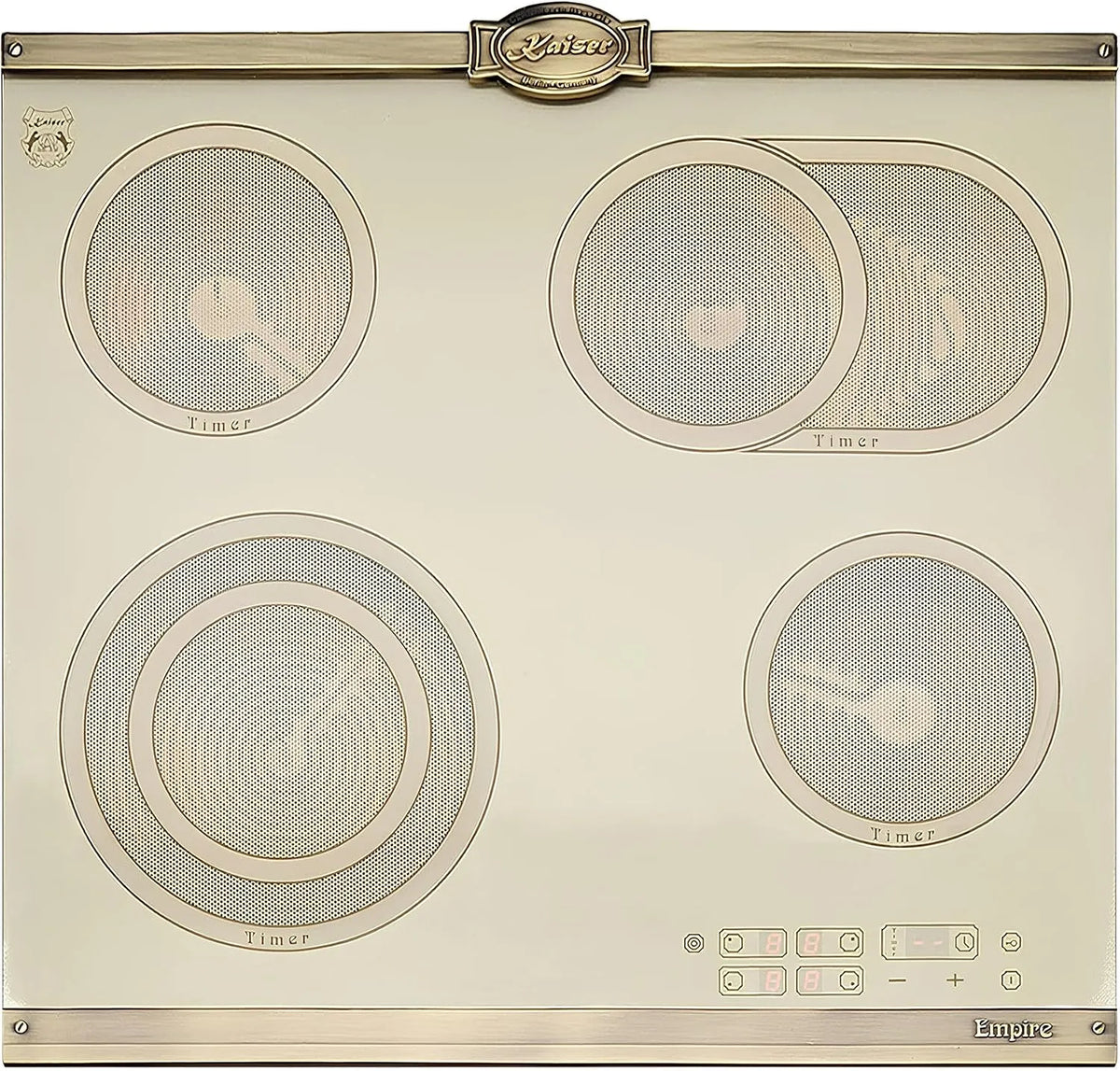 Kochfeld KCT 6185, Autarkes High-Light Elektro 60 cm, Glaskeramik 4 Platten, Kaiser Empire ElfEm, Retro Design, Touch Control, Zweikreis- & Bräterzone