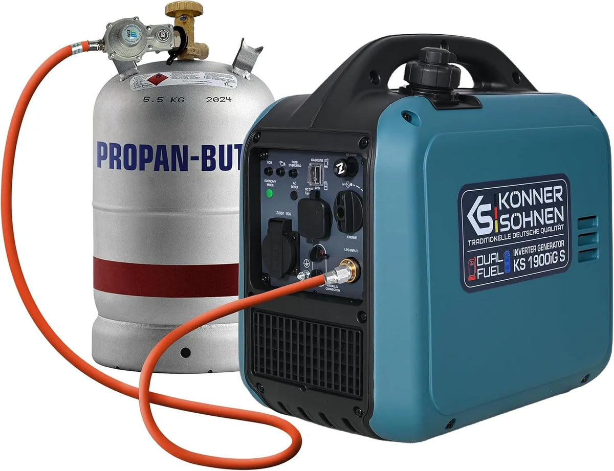 Stromerzeuger 1900iG Euro-5, Gewicht 17kg Ultraleicht, Eco-Mode, Benzin, Reine Sinuswelle, Leistung 2000W Dual Fuel Generator, LPG, USB