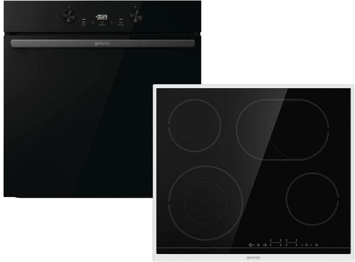 Gorenje Backofen BOS6737E20FBG ECT643BX, + Glaskeramikkochfeld autark, Dark Pepper Set SCD