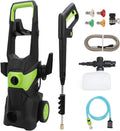 Hochdruckreiniger 4200 Elektrischer, PSI 2.5 GPM, mit 4 Schnellkupplungsdüsen, Schaumkanone, für Autos Zäune Einfahrten Terrassen, Grün