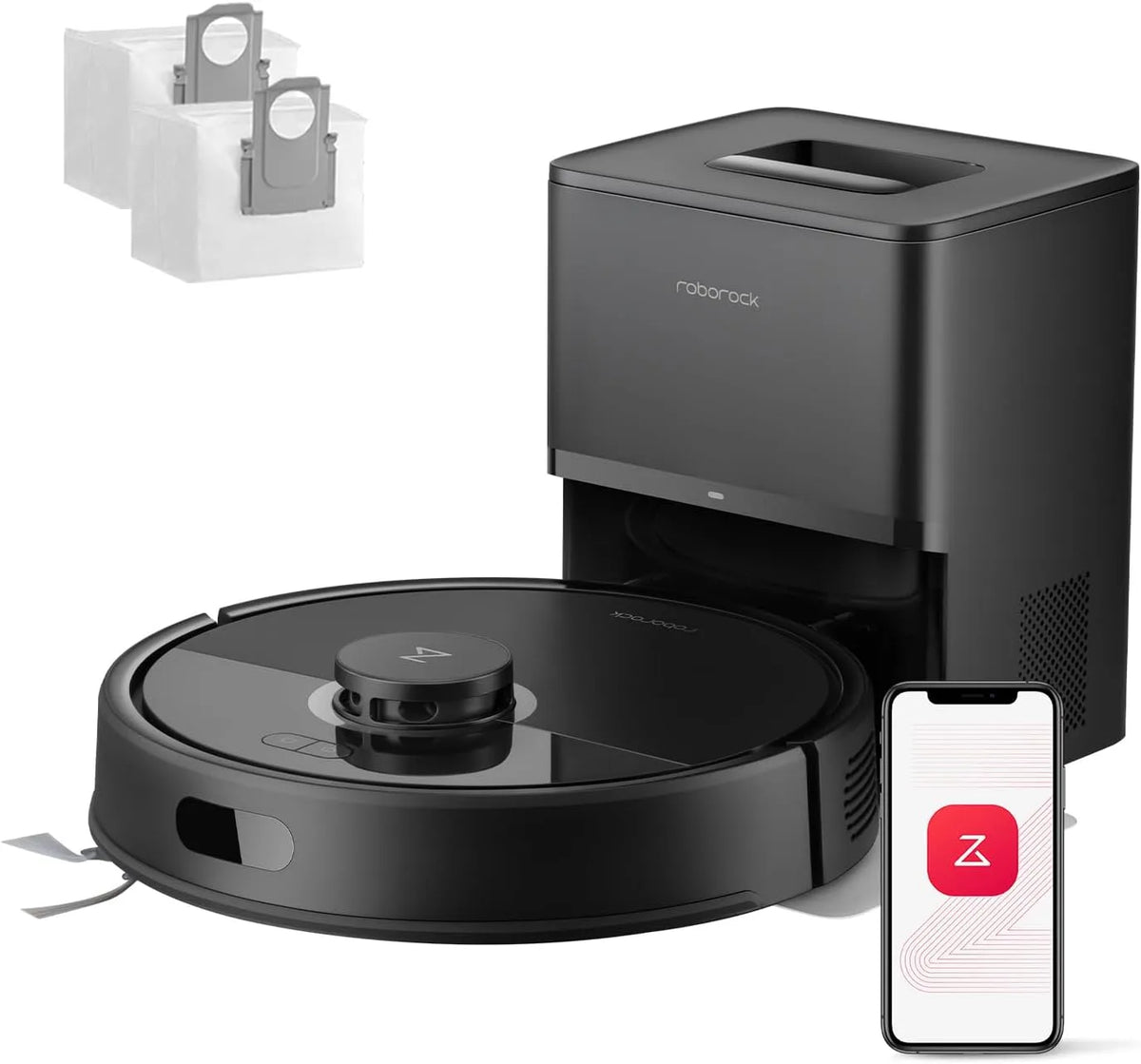 Roborock Saugroboter, Q7 L5+ Set mit Wischfunktion Absaugstation, 8000Pa Saugkraft, LiDAR-Navigation, Staubsauger Roboter für Teppiche&Tierhaar