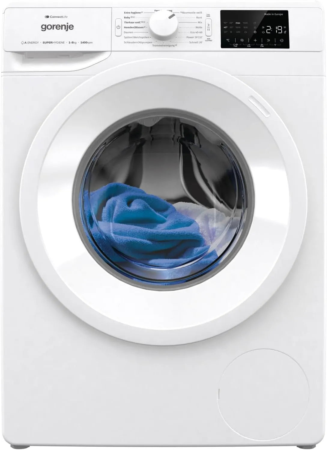 Gorenje Waschmaschine WPNEI84A1DTS, Frontbeladung in freistehender Ausführung