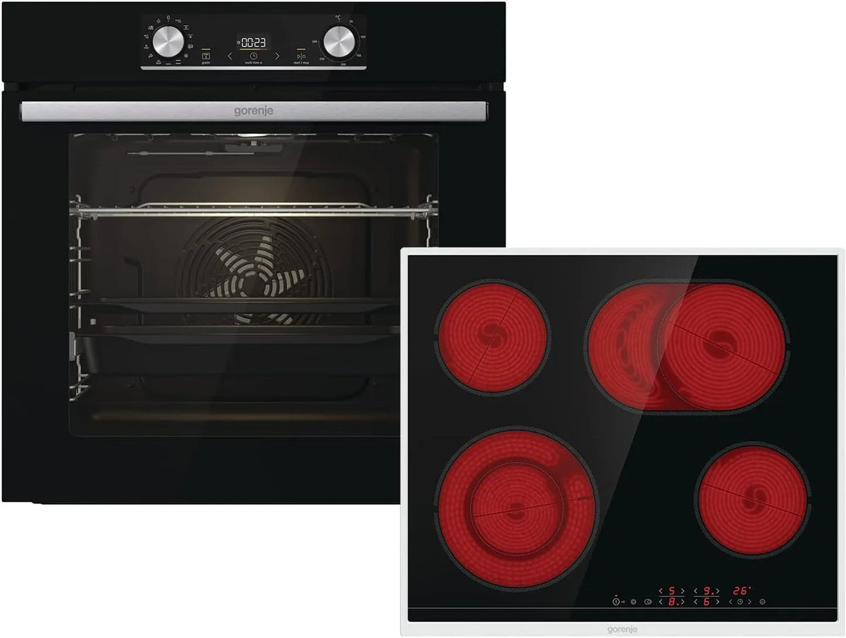 Gorenje Kochfeld 738885, Pizzamode 300°C, Heißluft, GentleClose & Open, PerfectGrill, in Schwarz, Fassungsvermögen 77L, AquaClean, AirFry