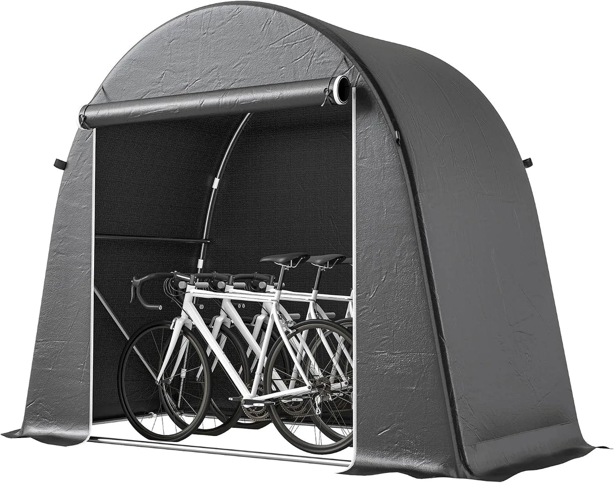 Outsunny Carport, wetterfest Lagerzelt Gerätezelt für Fahrräder Gartengeräte Dunkelgrau